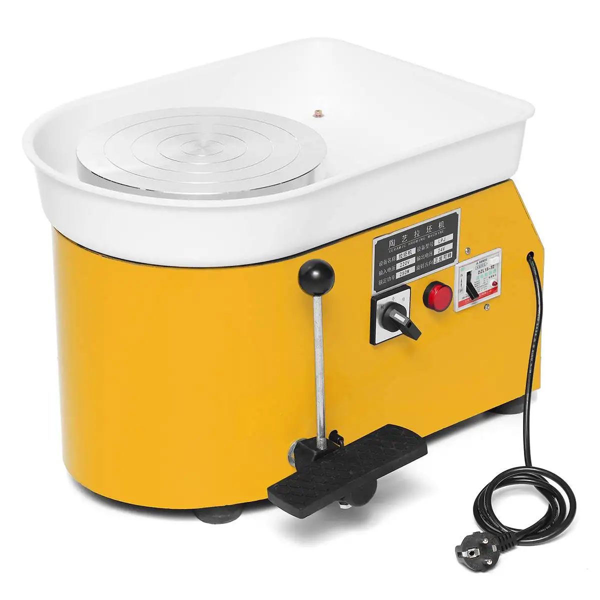 M&aacute;quina formadora de cer&aacute;mica el&eacute;ctrica de 110V, rueda de cer&aacute;mica de 235mm, herramienta de arcilla, Pedal de pie, artesan&iacute;a de arte, trabajo de cer&aacute;mica-0