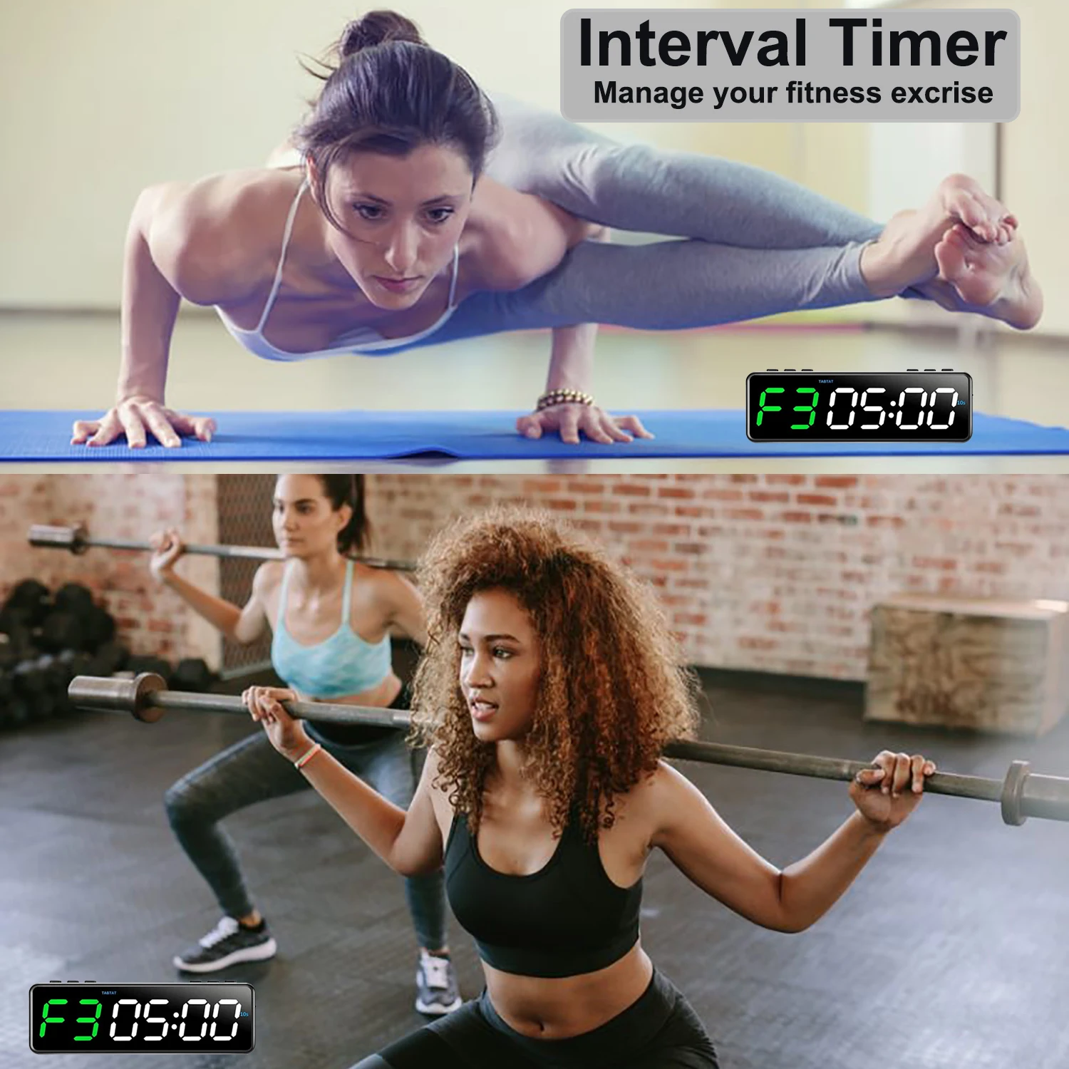 저렴한 휴대용 체육관 운동 타이머, 자기 척추가 내장 된 피트니스 시계, 블루투스 Greenwhite를 통해 무료 모바일 앱으로 제어