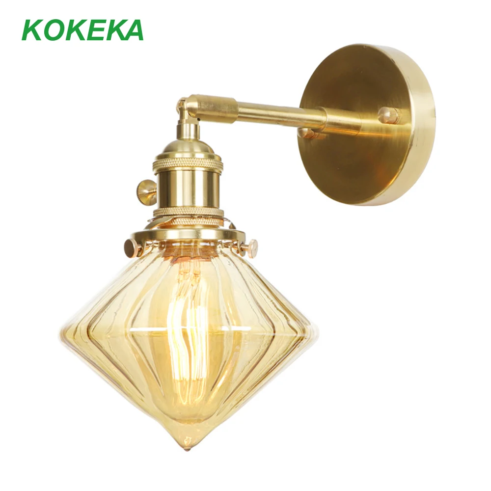 Настенный светильник Nordic постмодерн медный корпус абажур E27 Вольфрамовая Лампа
