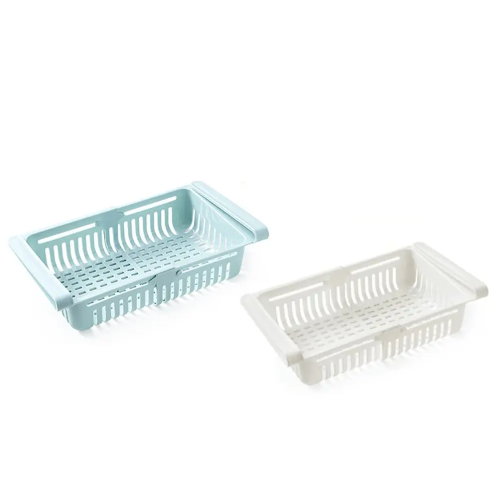 

Kitchen Organizer Stretchable Storage Baskets Refrigerator Organizer Plastic Fridge Storage Baskets Pull-out Drawer 2Pcs