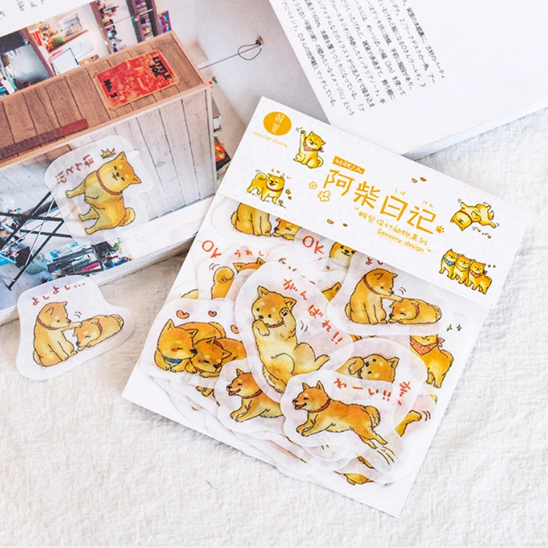 45pcs per pack 45 шт. каваи Шиба ину Скрапбукинг стикер DIY adesivos Дневник украшения Липкие заметки милые собаки деко телефон стикер s - Цвет: 45pcs per pack
