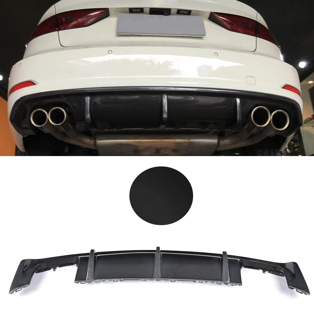 Dual Exhaust FRP Углеродного волокна/FRP задний диффузор бампер спойлер для Audi A3 Стандартный седан 8V 4 двери 2013 - Цвет: Dual Exhaust FRP