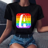 new hot cute a b c z letter t shirt fidget toys print %d0%bf%d0%be%d0%bf %d0%b8%d1%82 pop it black shirt women clothes female clothing tees 90s top