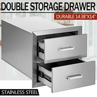 14 38 x 14 bbq double drawers outdoor home kitchen walled island storage cabinet frame style triple access patio grill station