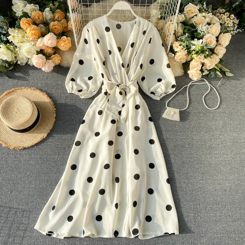 Платье SINGRAIN женское в горошек вечерние ный трапециевидный вечерний сарафан