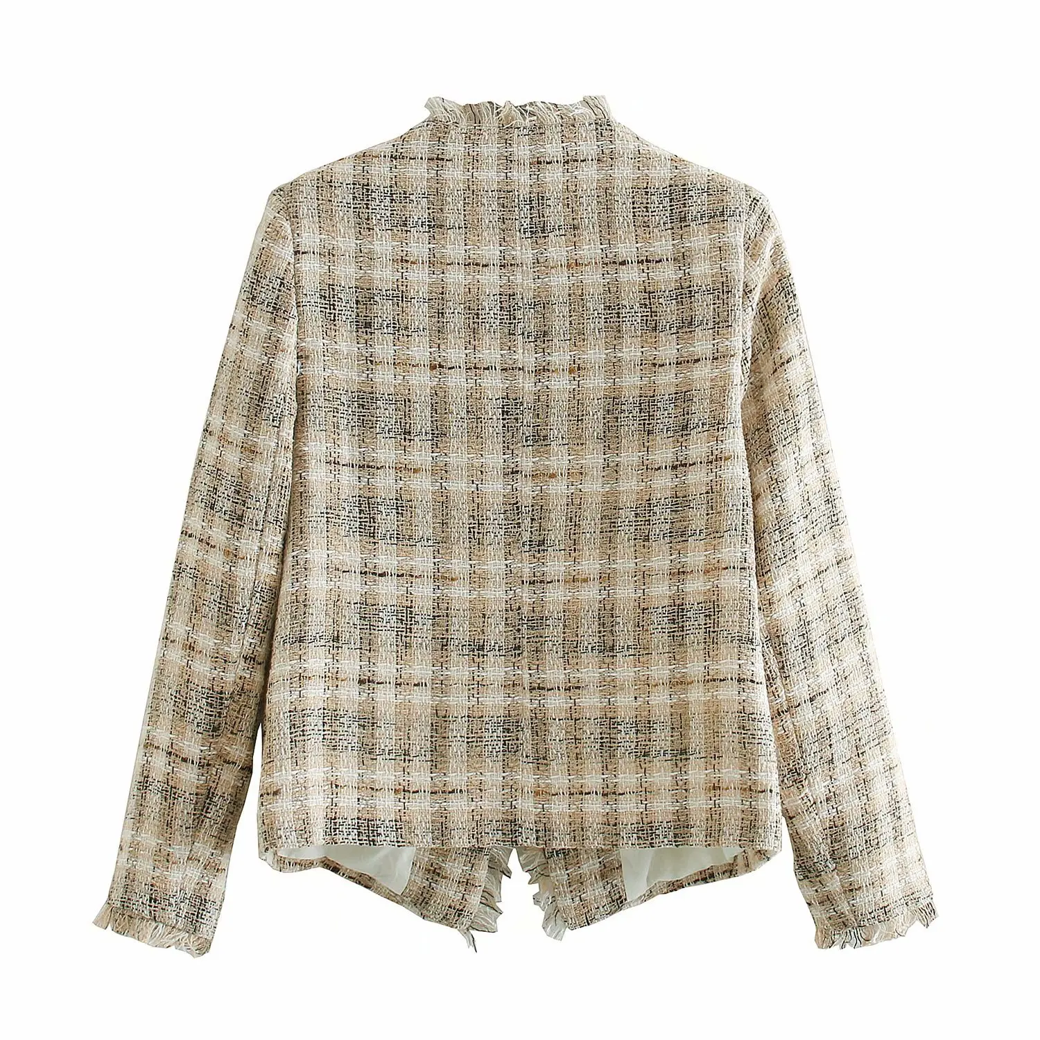 

2020 autumn New plaid Twill Tweed Suit Jacket zaraing-style za women 2020 sheining vadiming female blazer jacket O9753