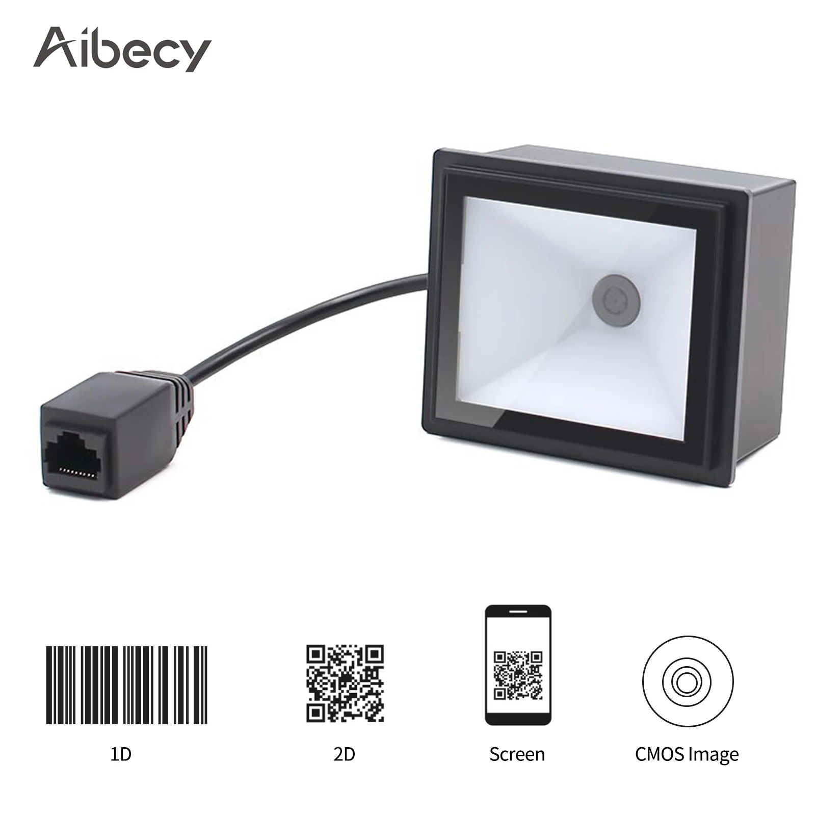 

Aibecy Embedded 1D 2D QR Barcode Scanner Module CMOS Image Auto-scan Wired Fixed Mount Bar Code Reader Support Screen Scan