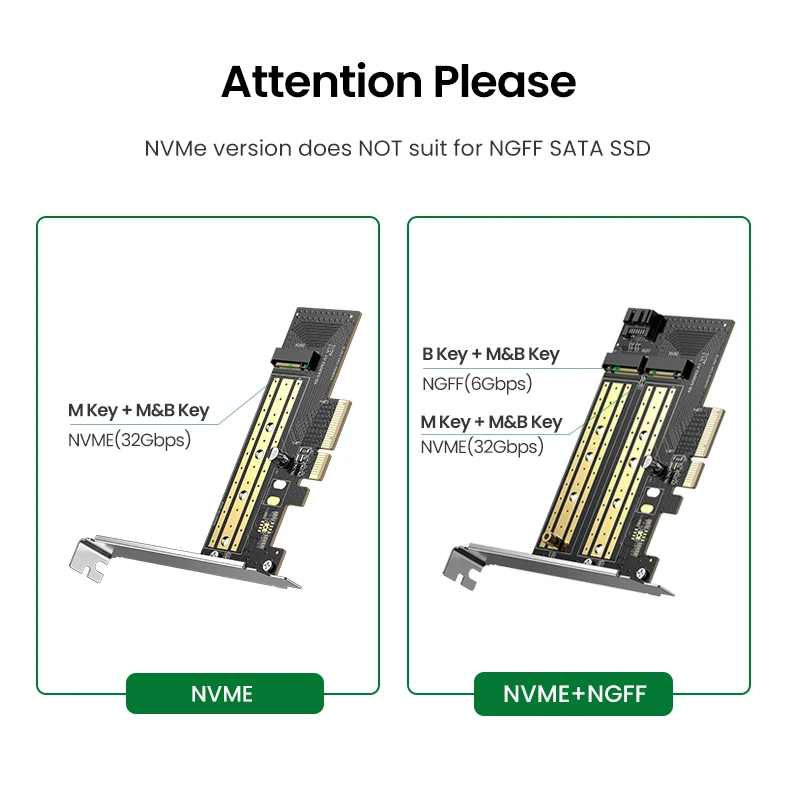 ugreen pcie to m2 adapter nvme pci express x1684 adapter ssd m 2 enclosure 32gbps pci e card mb key computer add on cards free global shipping