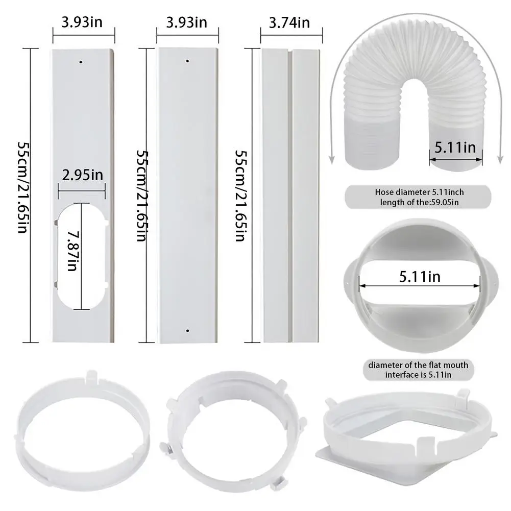 

Portable AC Window Ventilation Kit Adjustable Sliding Kit Plate Suitable For 13cm Diameter Exhaust Pipe Mobile Air Conditioning