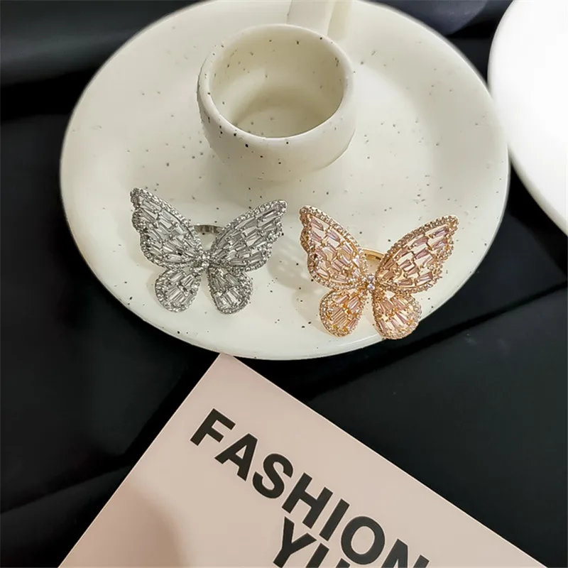 Женское Открытое кольцо с бабочкой цирконом корейский стиль 2019|Кольца| |