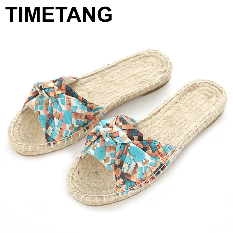 

Шлепанцы с бантом-бабочкой, разноцветные, летние, в полоску