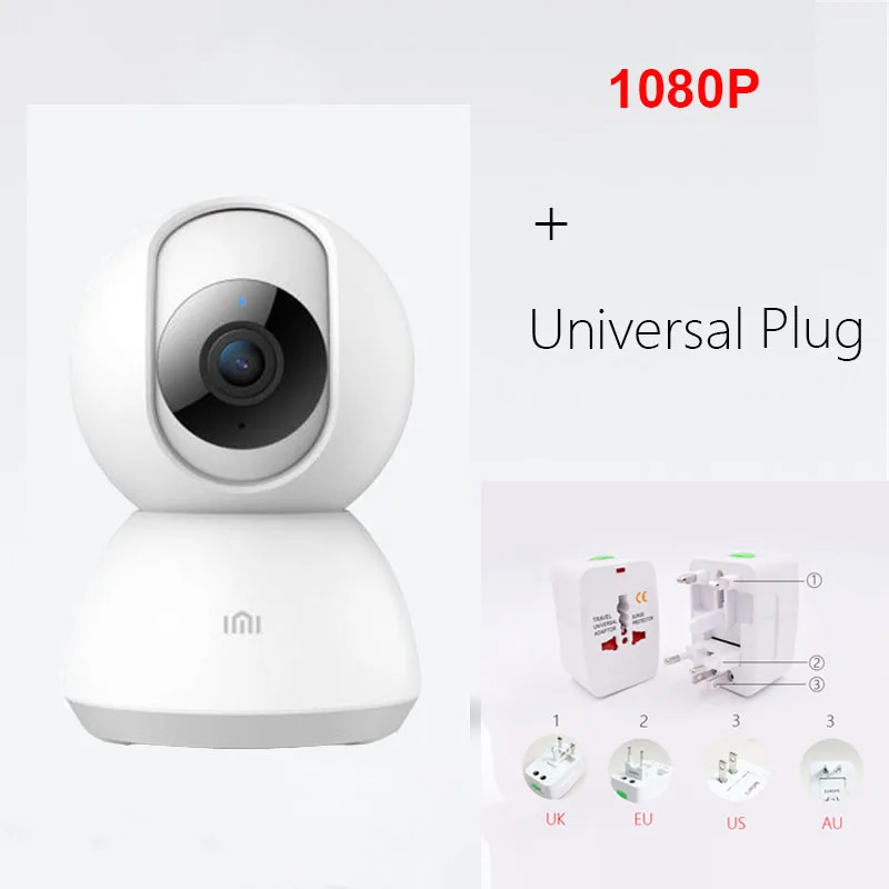 Оригинальная Xiaomi Mijia умная камера 1080P HD 360 угол видео инфракрасное ночное видение Двусторонняя голосовая Wi-Fi умная камера вид для ребенка - Цветной: Add universal Plug