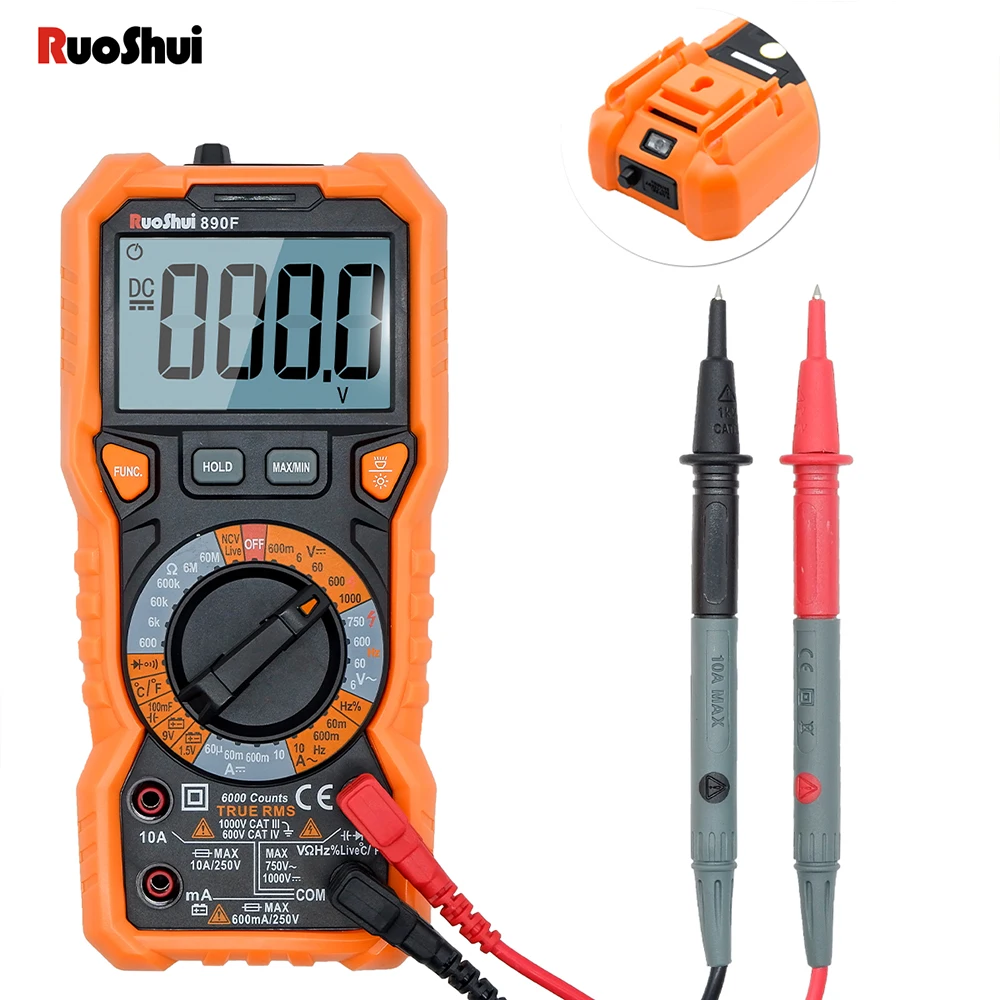 Digital Multimeter Professional Ohm Frequency High Precise AC DC Current 6000 Counts Ohm Hz NCV Live Multimetro Voltage Meter