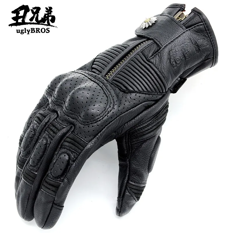 Кожаные Мотоциклетные Перчатки Ретро перчатки из овечьей кожи мужские