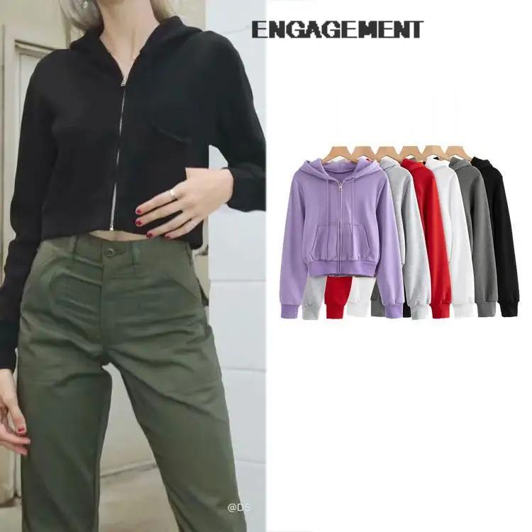 

ENGAGEMENT BM fashion all-match plus size hoodies cardigan sweater autumn Women slim fit jacket Za 2021 Trafaluc