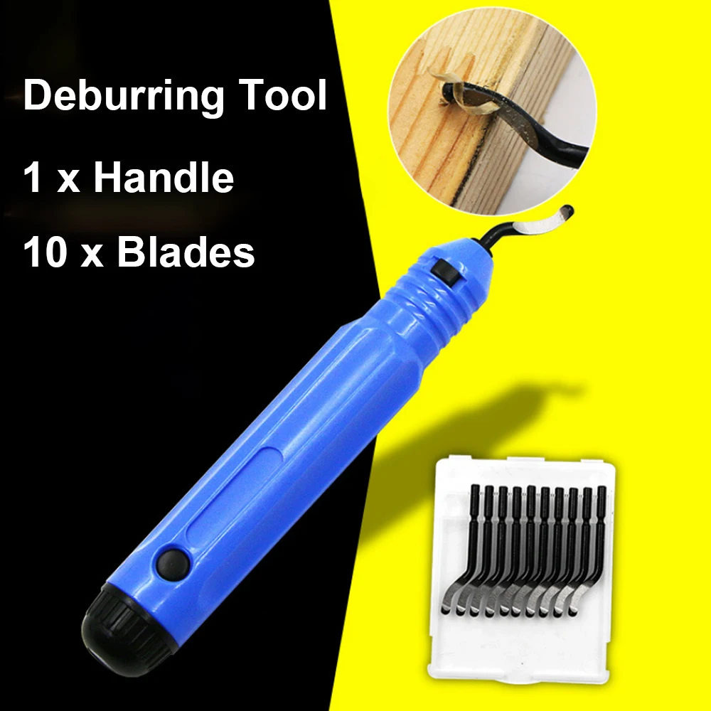 

1 набор ручных инструментов с фиксированной ручкой, карманный нож для снятия заусенцев + 10 шт. лезвий для обрезки, нож для снятия заусенцев