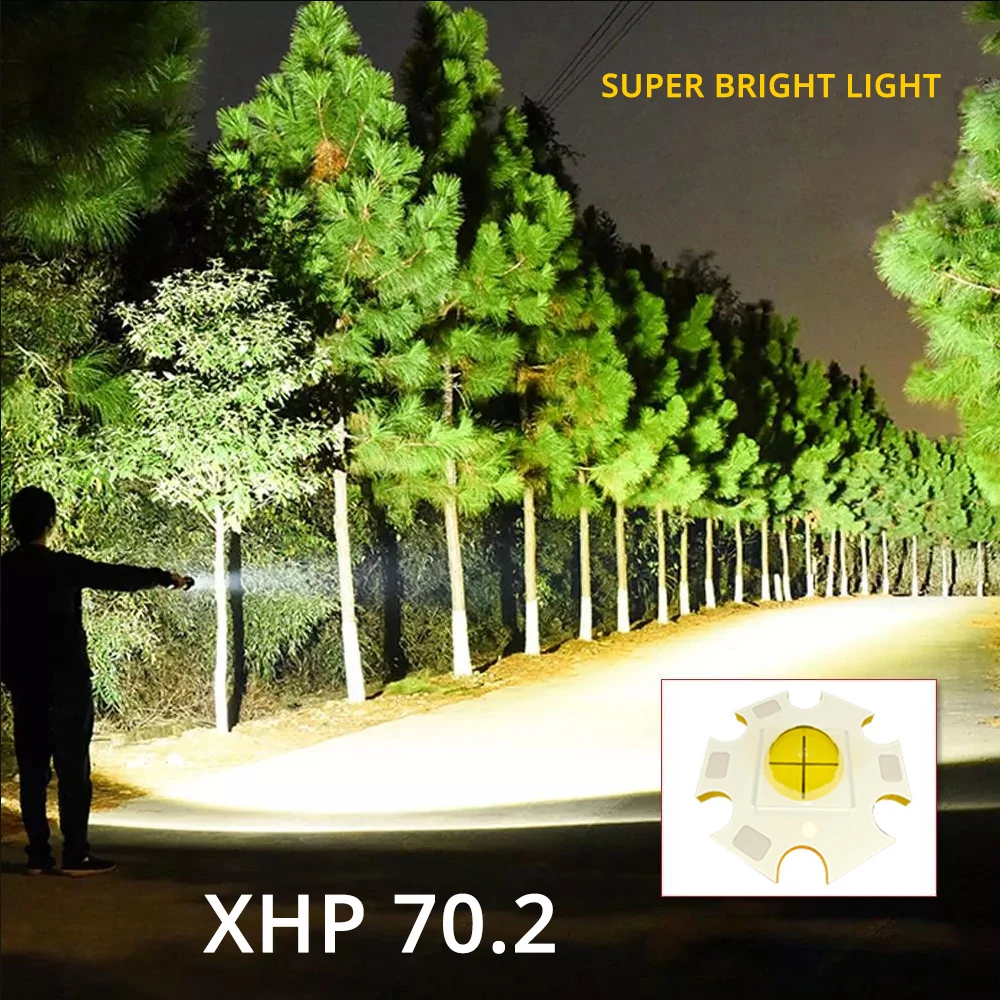 Супер яркий Мощный светодиодный фонарь с XHP 70,2, тактический светодиодный фонарь с бусинами, поддержка зума, 3 режима освещения, портативный фонарь