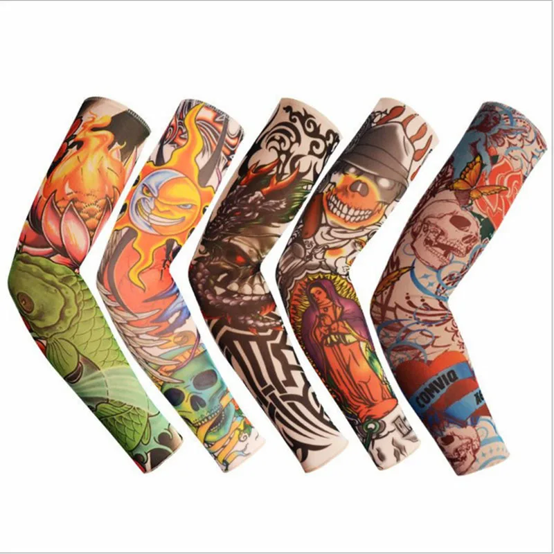 

Unisex Outdoor Cycling 3D Tattoo Printed Arm Sleeves Sun Protection Bike Basketball Compression Arm Warmers Ridding Cuff Sleeves