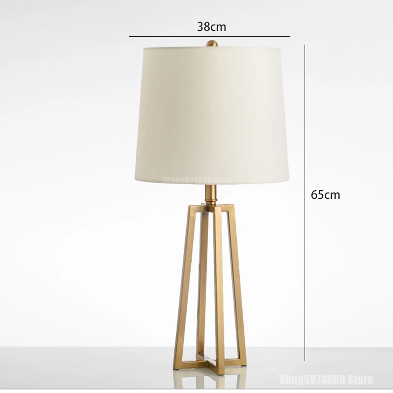 Тканевая Золотая настольная лампа в Европейском стиле украшение для гостиной