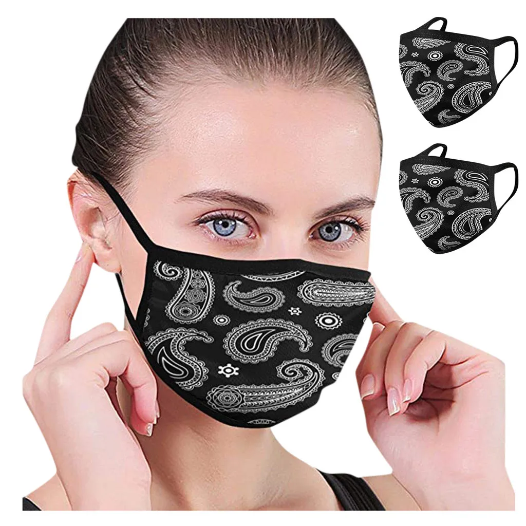 

2pc Washable Print Mouth Mask Adult Anti PM2.5 Protective Dustproof Face Mask Windproof Haze Pollution Proof Mouth-muffle A50