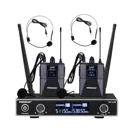 Двухсторонняя беспроводная микрофонная система Freeboss FB-U35H2 UHF с фиксированной частотой, с 2 поясными пакетами + 2 петличными и гарнитурой, речевой микрофон