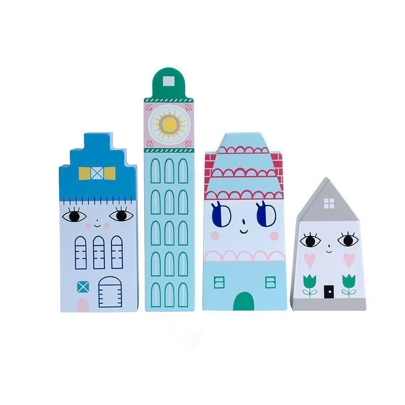 

Fashion Modern Abstract Wooden Dolls Painted Family Crafts Decorations Kids Gift Baby Toys Home Decorative Art Model 3 Pcs/Set