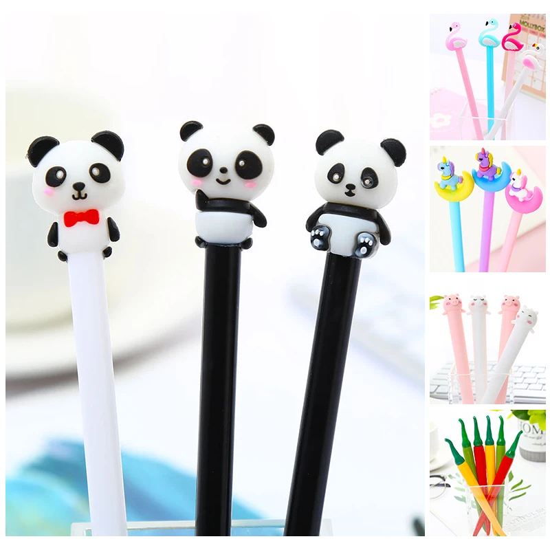 Creative Cool Funny Unicorn Panda Gel Pens Flute Function School Black Kids Pen School Office Supply Kawaii Stationary Thing Kit