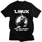 Футболка Linux, мужская, с надписью May The Source Be With You, футболка для программистов, компьютерных разработчиков, гиков, ботаников, хлопковая футболка с коротким рукавом, топы