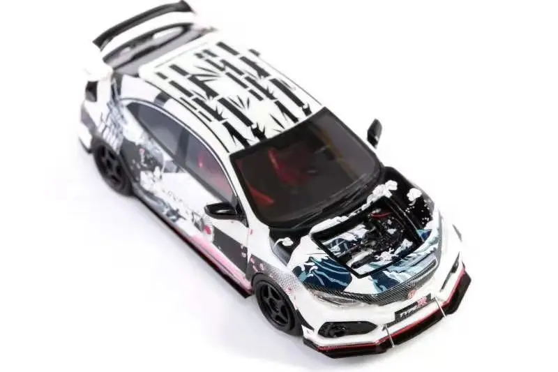 

YM 1/64 Model Carl Honda Civic FK8 Type-R Geisha Girl Diecast Alloy Model Limited 499 Display Toy