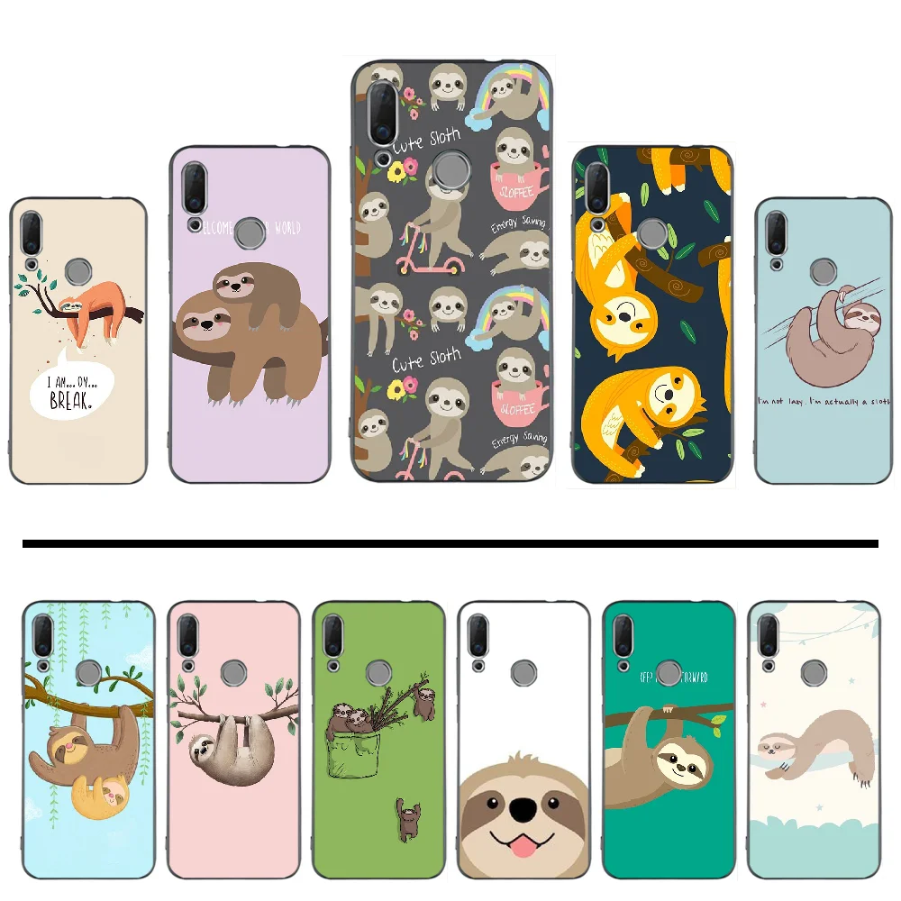 Милый роскошный мягкий черный чехол для телефона с изображением ленивых