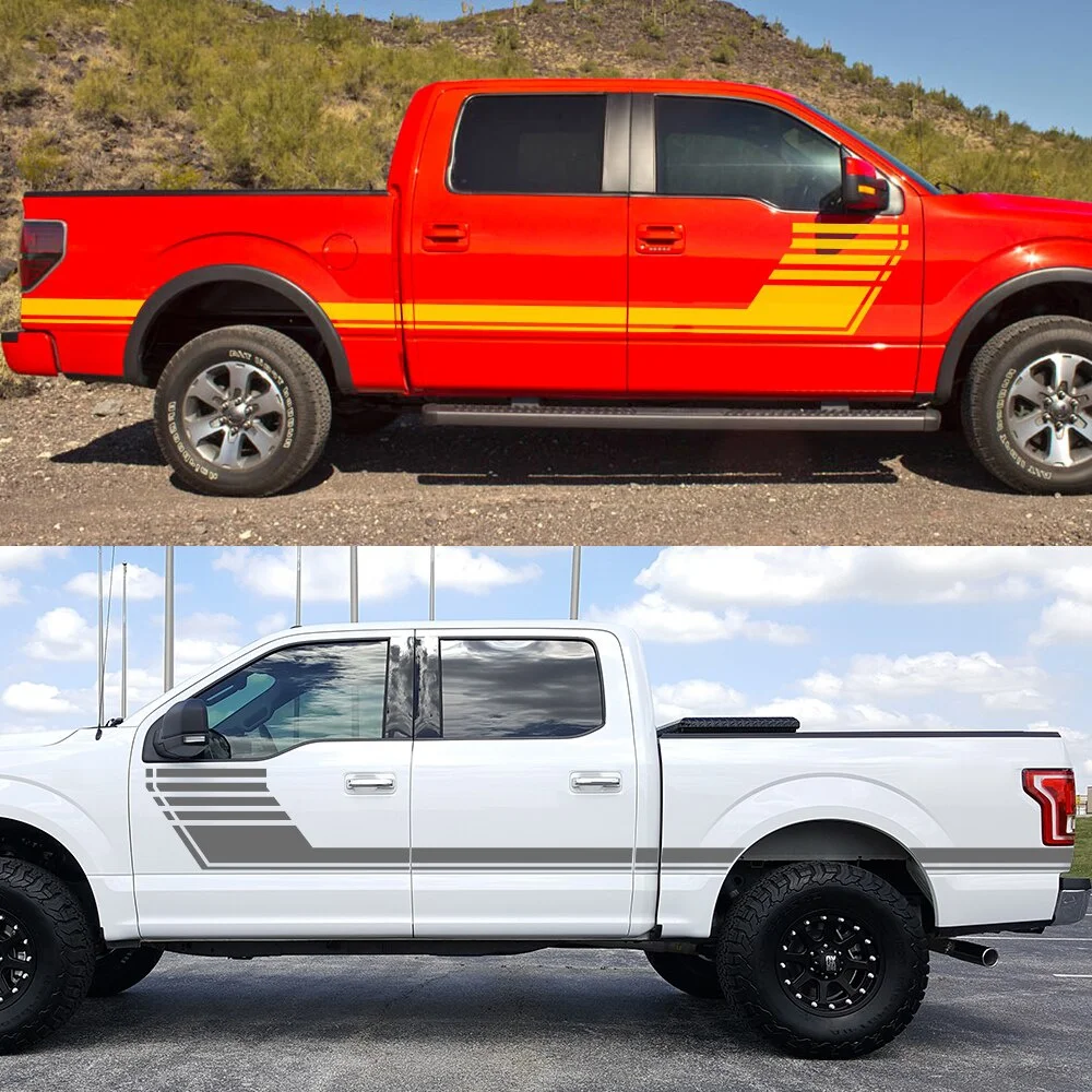 2 шт. Виниловые стикеры на дверь автомобиля в полоску для хоккея Ford F150 украшение