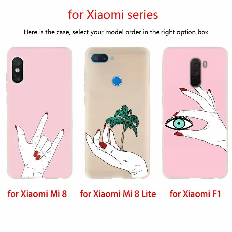Soft TPU Case For Xiaomi Mi 12 11 Pro Ultra 10 9 8 SE 6X 5X A3 A1 A2 LITE cc9 cc9e Cover Best Friend Pink Hands Red Nails | Мобильные
