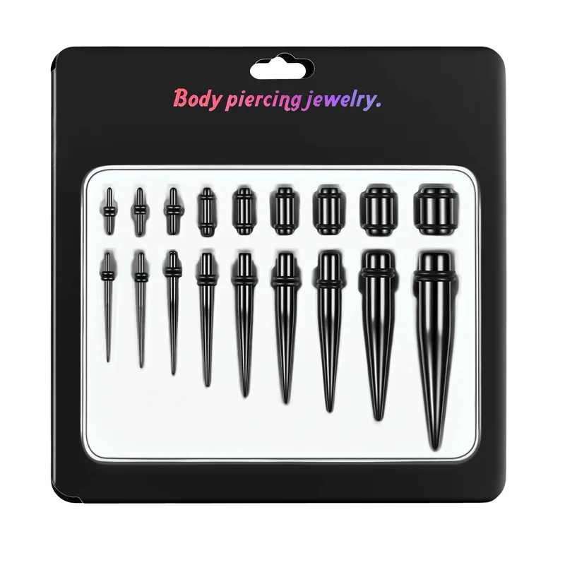 Черные акриловые ушные конусы 30 шт./лот с силиконовой заглушкой туннели для ушей