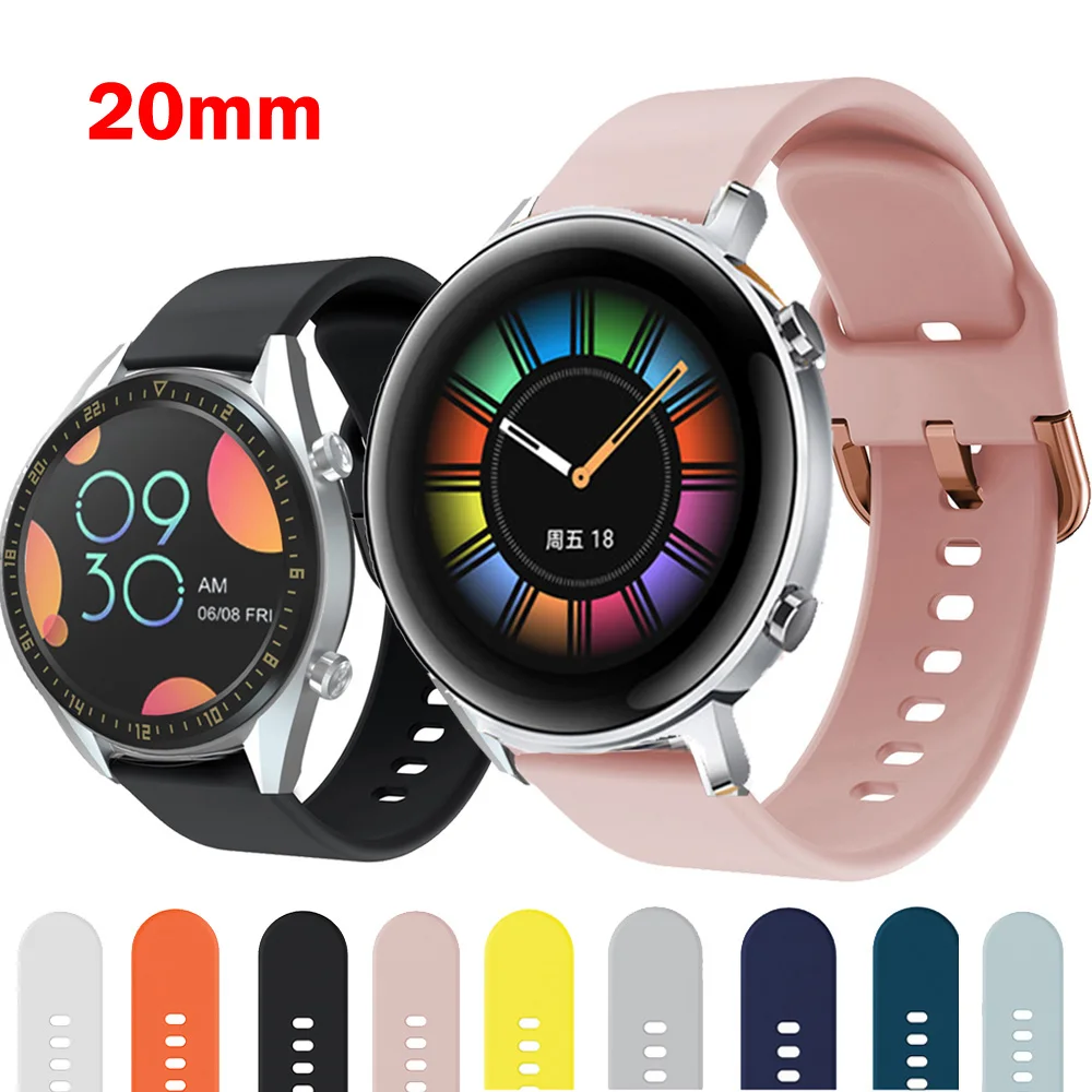 Ремешок силиконовый для смарт часов amazfit gtr Huawei Watch GT2 GT 2 браслет наручных 42 мм 20