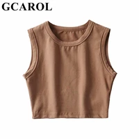 gcarol 2021 women sexy sport crop vest sleeveless t shirt running fitness yoga tank tops summer spring stretch basic chic top