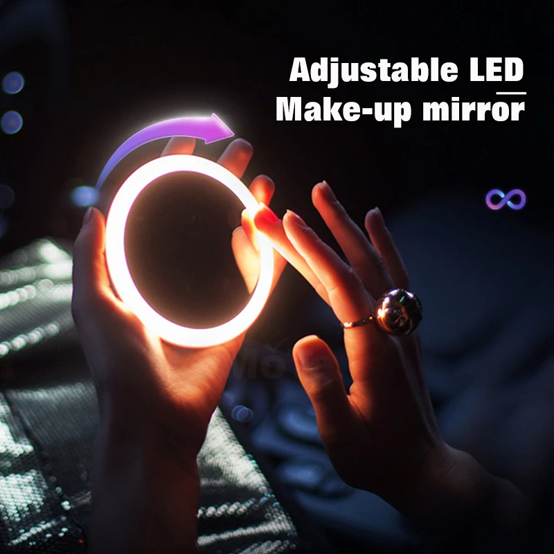 Новый дизайн косметическое зеркало многофункциональное карманное светодиодное