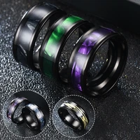 1pc mens ring finger ring colorful shells stainless steel band ring anniversary gift mens accessories