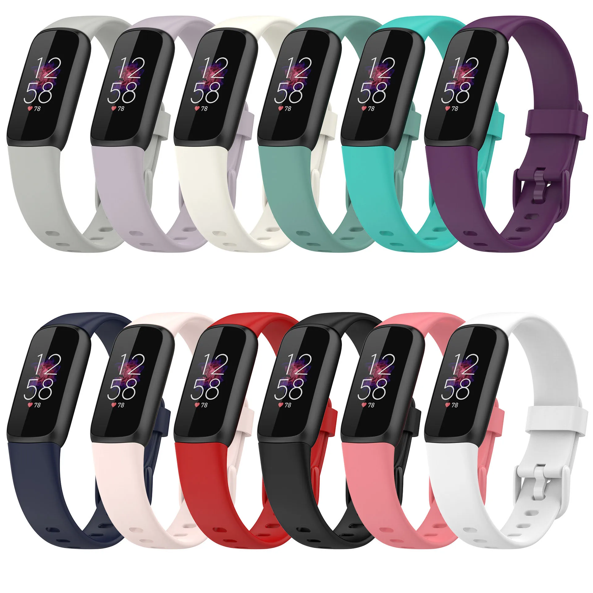 

Adjustable Soft Silicone Watch Band Straps Wristbands Bracelet Fit for Fitbit Luxe Fitness and Wellness Tracker for Women Men