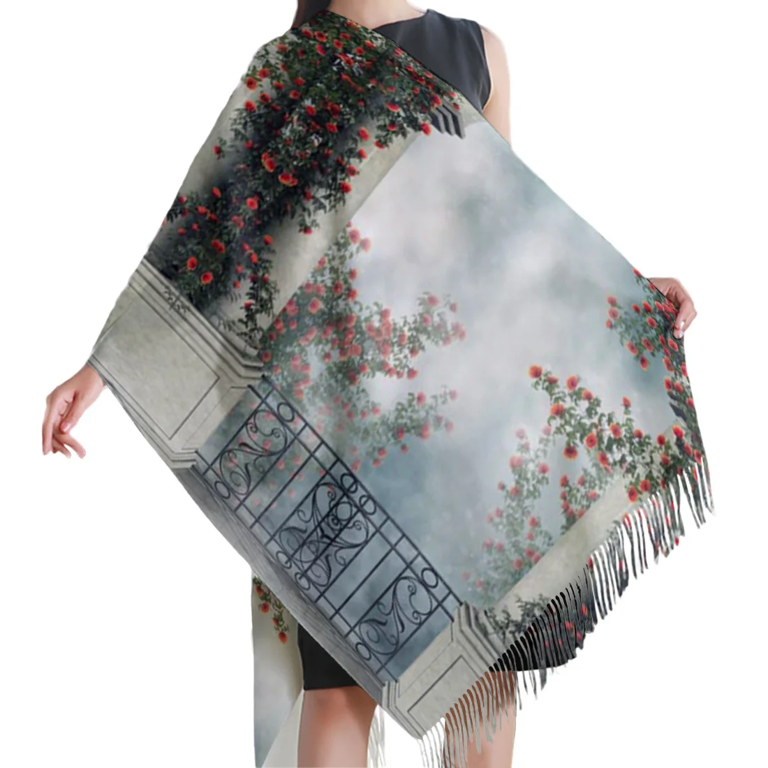 Balcony Roses Vine шарф унисекс толстые теплые зимние шарфы кашемировый Повседневный