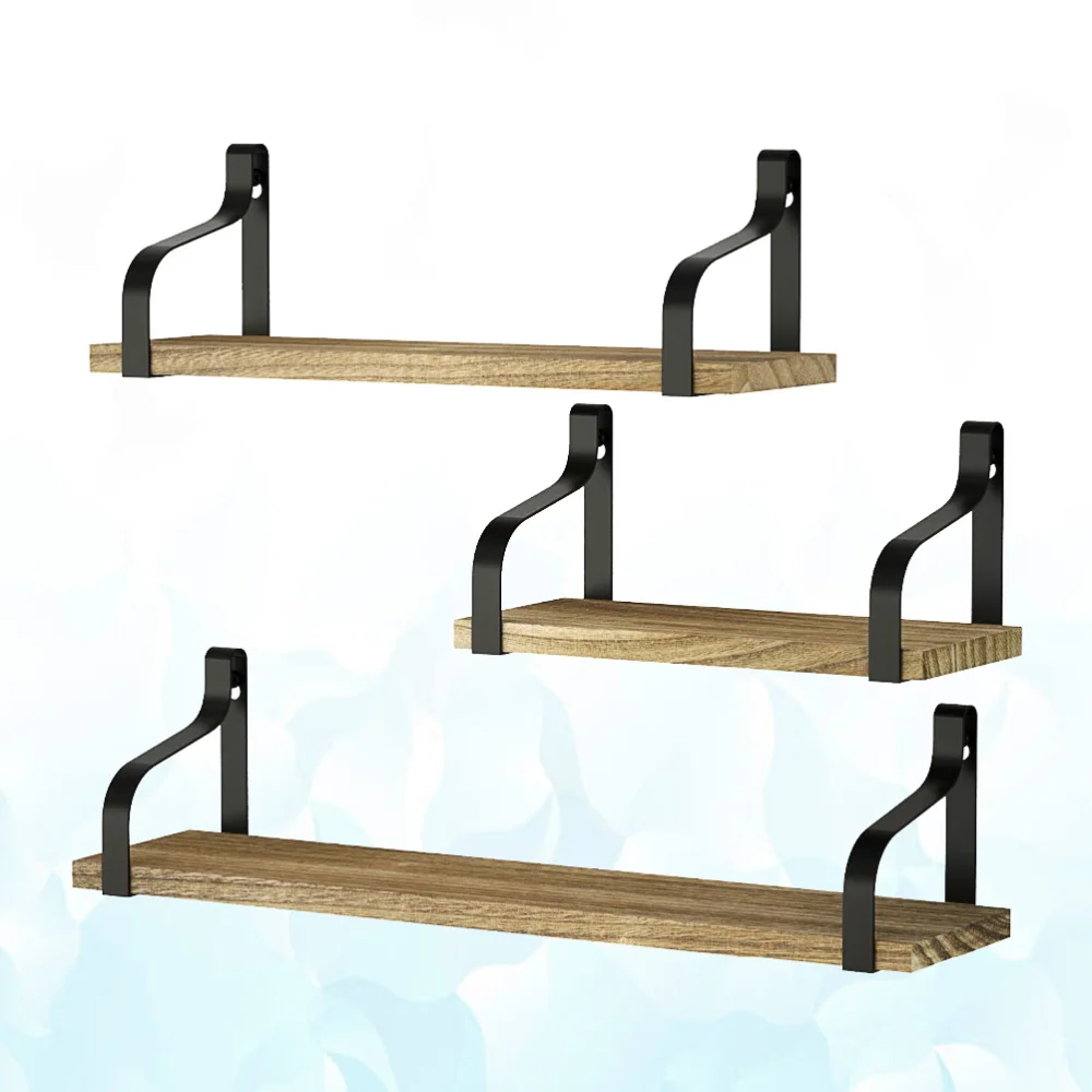 

3pcs Floating Shelves Durable Useful Wall Mounted Holder Wood Wall Storage Shelves for Home House Room