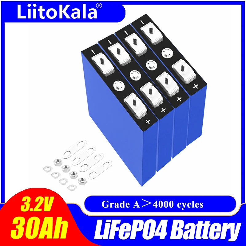 4 шт. литий-железо-фосфатные аккумуляторные батареи LiitoKala 3 2 В 30 Ач LiFePO4 глубокие