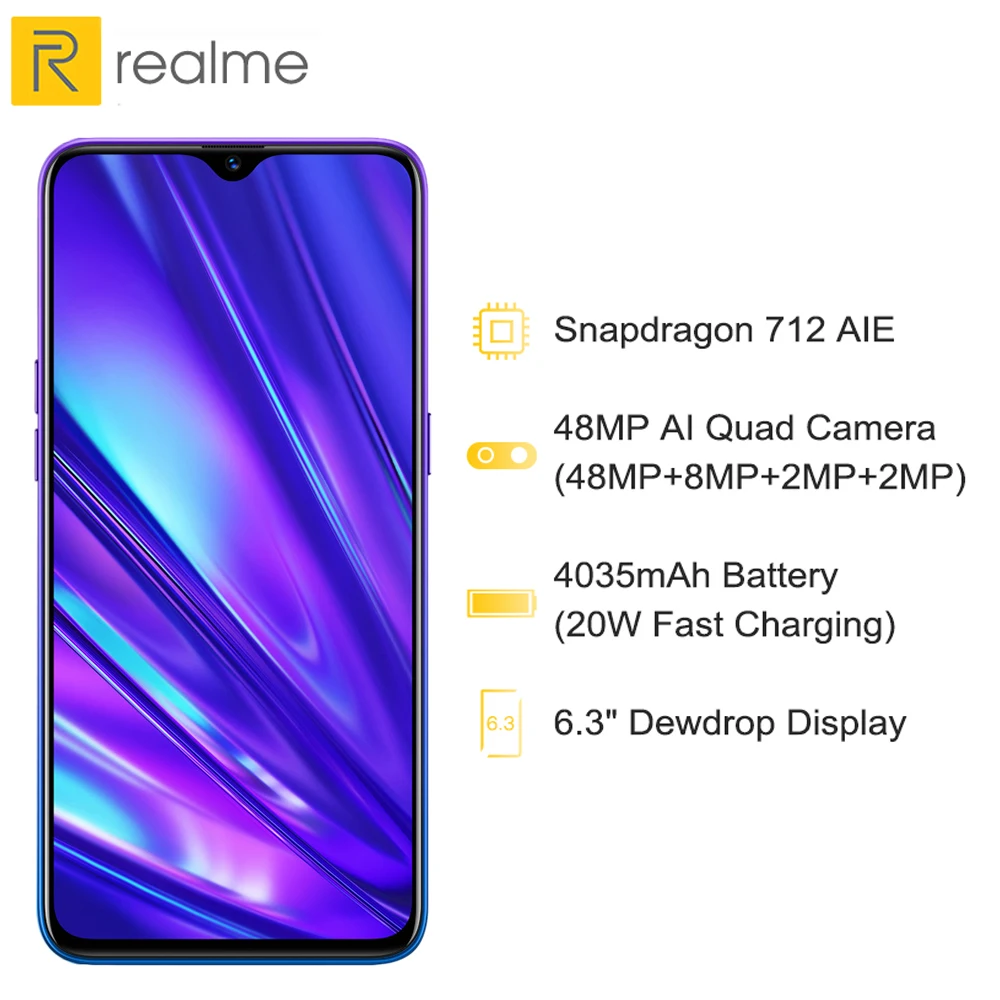 Быстрое зарядное устройство VOOC мобильный телефон Realme 5 Pro 8 Гб ОЗУ 128 ПЗУ 6