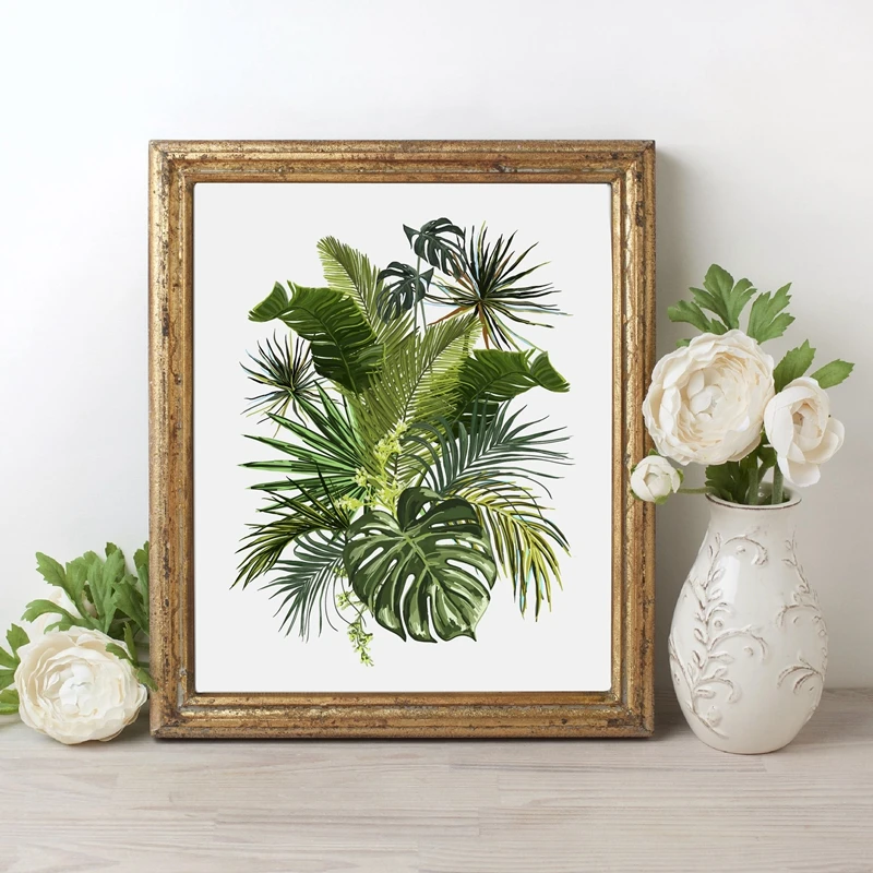

Nordic Minimalist Plant Canvas Painting Banana Leaf Art Poster Plant Green Leaf Painting and Mural Home Decoration Living Room