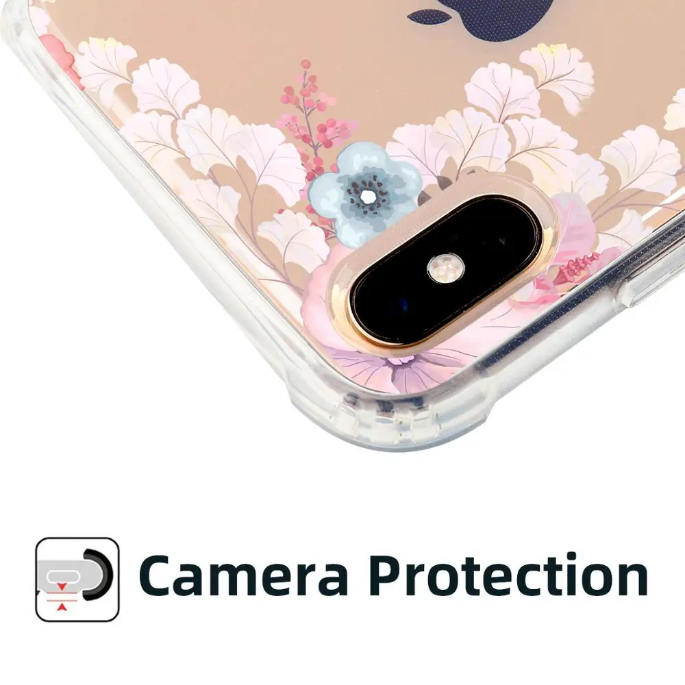 Мягкий полупакет с цветочным принтом чехол для телефона iphone Max TPU бампер + PC задняя