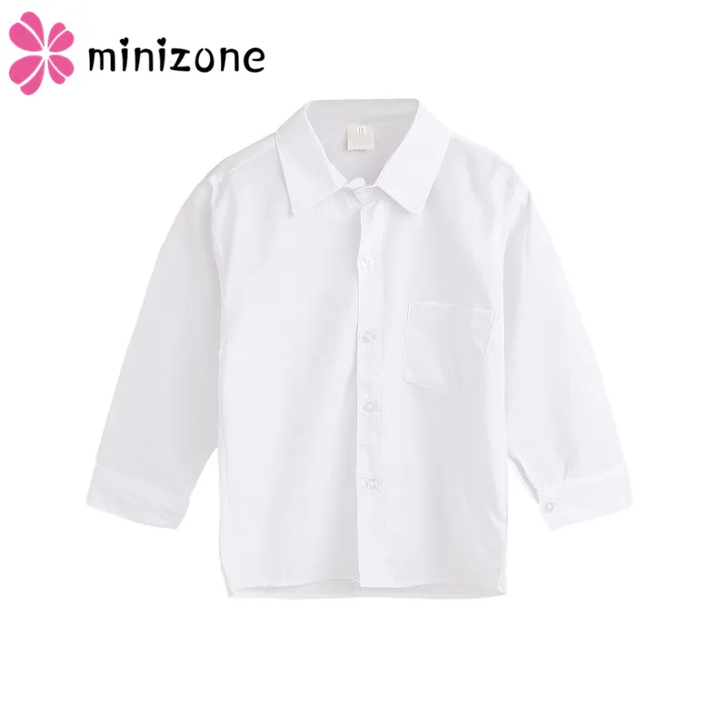 Новинка Осенние рубашки для мальчиков Детские хлопковые однотонные с длинным