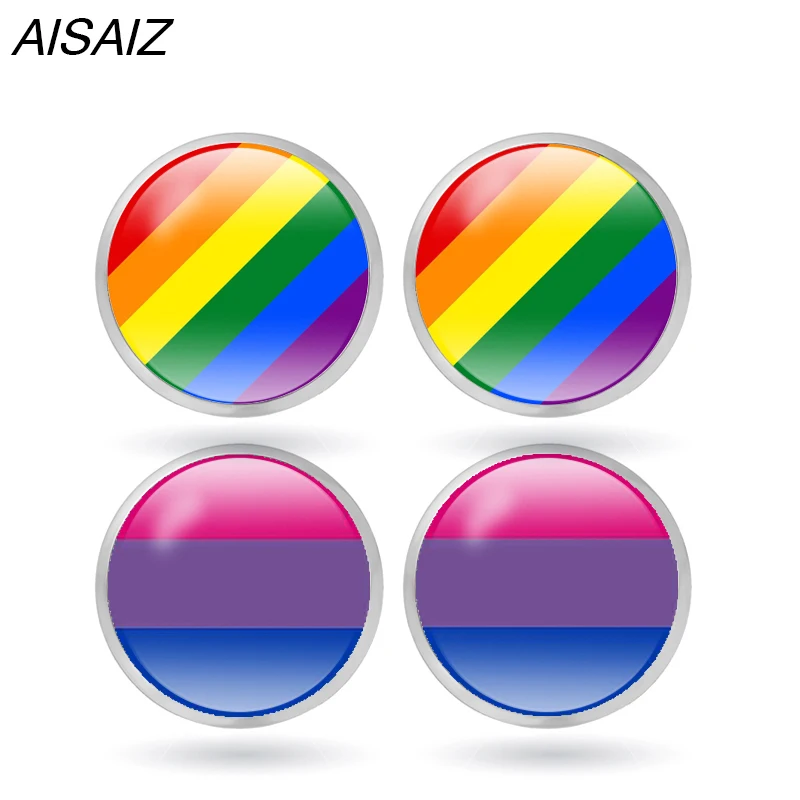 10 пара/лот новые радужные круглые серьги-гвоздики с сердечками милые ЛГБТ серьги