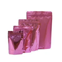 100 pcs pink color stand up aluminum foil zip lock food storage packaging bag colorful self seal packaging coffee bean pouch