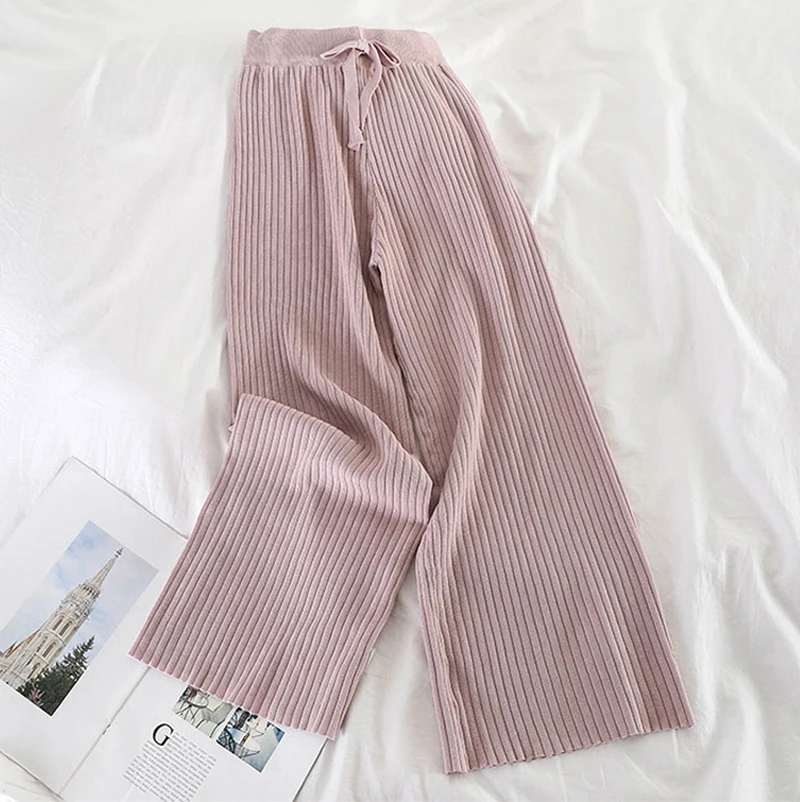Женские трикотажные брюки с широкими штанинами новинка 2020 года Теплые
