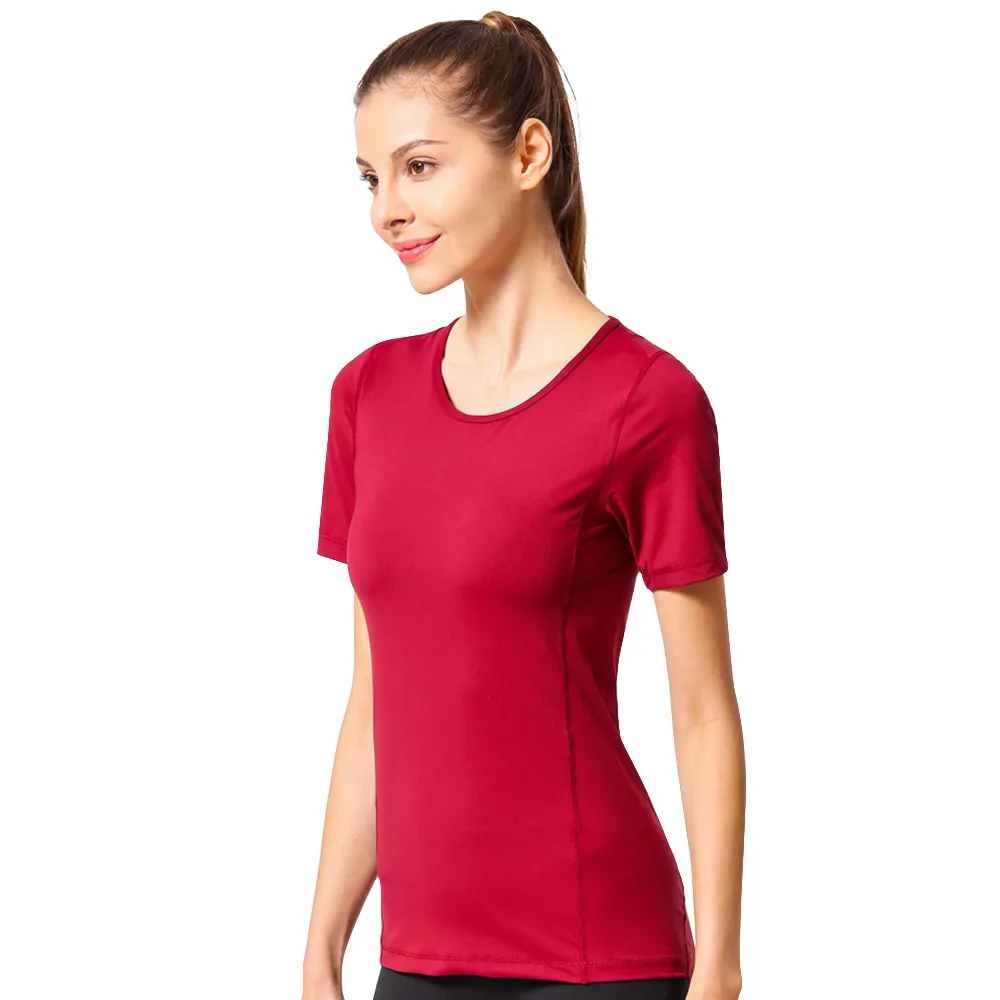 

LUKITAS Female Sport Shirt Nylon Solid Yoga Short Fitness Mesh Pocket Shirt Running Outdoor Gym Women Sweatshirt Pullover Top XL