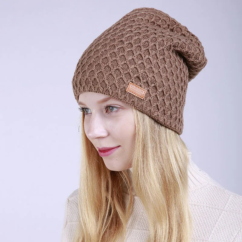 

Зимние женские шапки, вязаная кепка-турбан, женская повседневная толстая шапка с капюшоном, на флисовой подкладке, теплый чепчик S2584